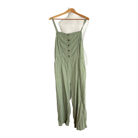 Old Navy Sage Green Linen Blend Wide Leg Jumpsuit Smocked Back XL - Picture 2 of 6
